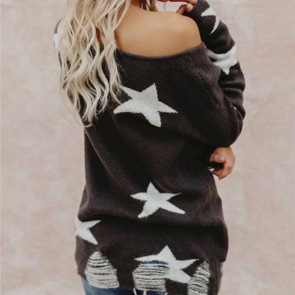 Star sweater, Cozy star sweater,Black white star - Picture 3 of 4